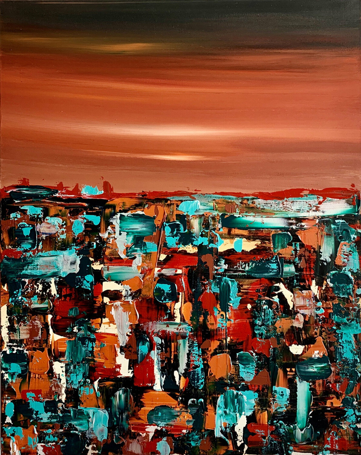 ARANCIO INTENSO AL TRAMONTO LETTERIA - LILLYLILLA' RUSSO Originalgemälde zu verkaufen
