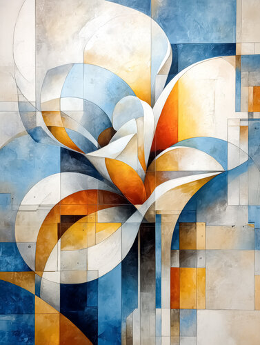 Blue abstract flower di Andrea Pallang, Pittura in vendita su Singulart
