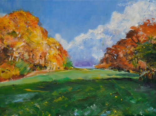 Fall Oaks On The Hill van Richard Kattman, Schilderij te koop op Singulart