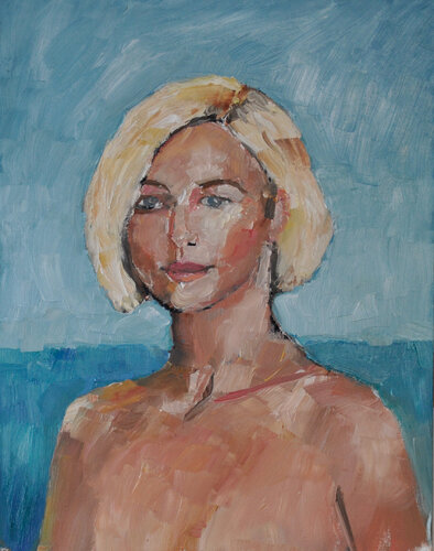 Woman at the Ocean di Richard Kattman, Pittura in vendita su Singulart