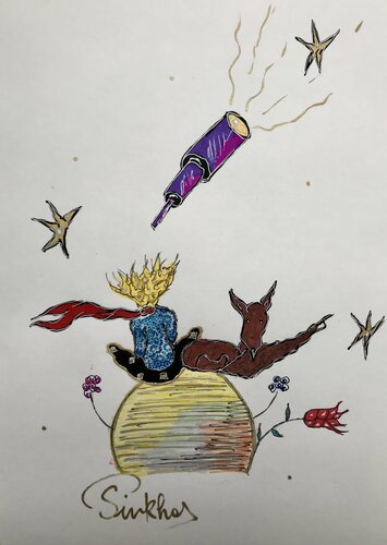 Le Petit Prince et le renard par PINKHAS, Œuvre sur papier en vente sur Singulart