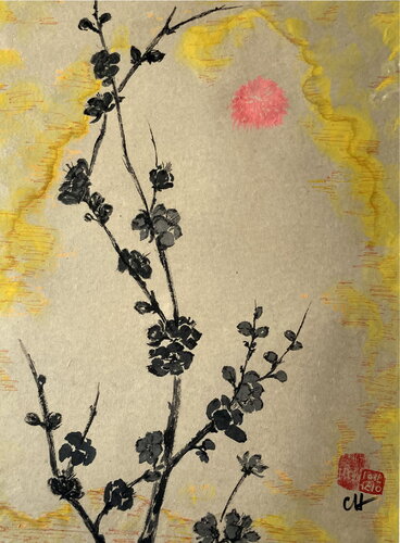 prunus noir de Catherine Hoang, Obra en papel a la venta en Singulart