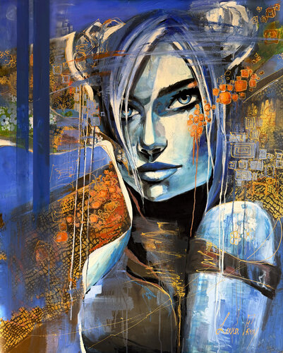 Flirting with Shades of Blue by Lana Frey, 絵画 for Sale on Singulart