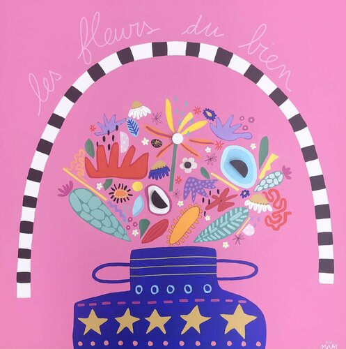 PINK FLOWERS di Mam, Pittura in vendita su Singulart