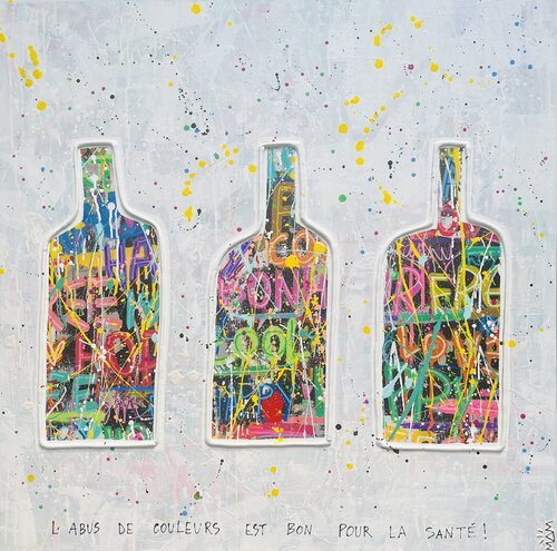 FUN BOTTLES van Mam, Schilderij te koop op Singulart