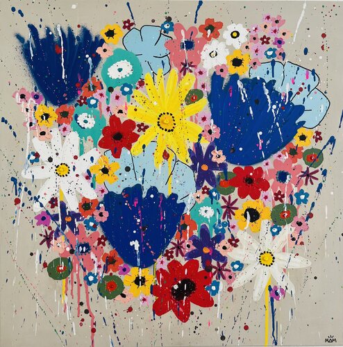 Happy Flowers van Mam, Schilderij te koop op Singulart