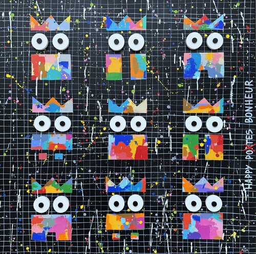 HAPPY POTES BONHEUR van Mam, Schilderij te koop op Singulart