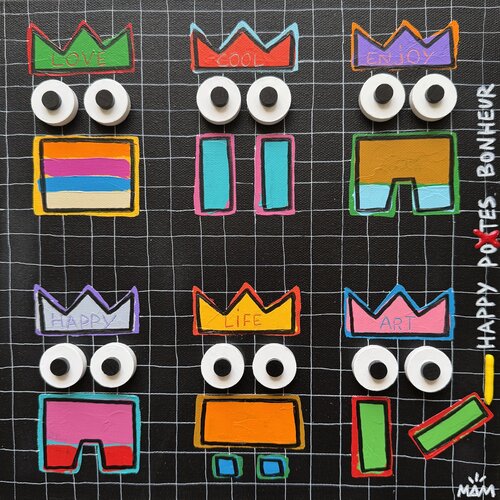 HAPPY POTES BONHEUR van Mam, Schilderij te koop op Singulart