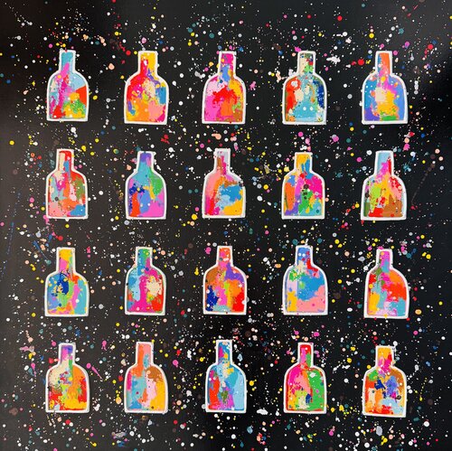 BLACK BOTTLES by Mam, 絵画 for Sale on Singulart