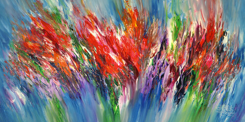 Purple Pink Flowery XXL 1 van Peter Nottrott, Schilderij te koop op Singulart