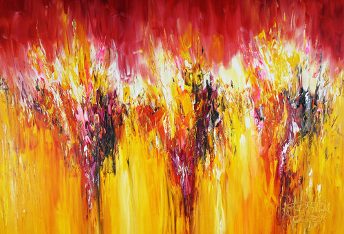 Yellow Red Energy XL 1 van Peter Nottrott, Schilderij te koop op Singulart