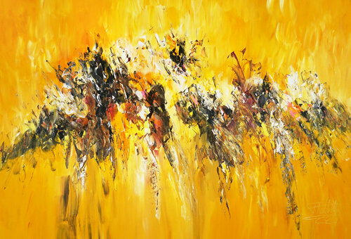 abstract Yellow Symphony XL 1 van Peter Nottrott, Schilderij te koop op Singulart