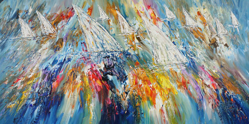 sail boats Stormy Sailing Regatta XXL 5 von Peter Nottrott, Malerei kaufen auf Singulart