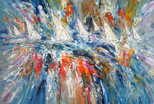 Seascape Sailing Regatta XL 1 van Peter Nottrott, Schilderij te koop op Singulart