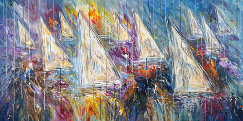 Stormy Sailing Regatta XXL 6 van Peter Nottrott, Schilderij te koop op Singulart