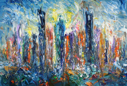 City Skyline XL 1 di Peter Nottrott, Pittura in vendita su Singulart