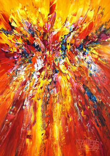 Yellow Red Abstraction M 1 di Peter Nottrott, Pittura in vendita su Singulart