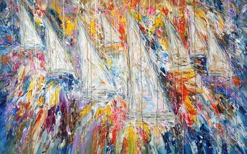 Stormy Sailing Regatta XXXL 3 di Peter Nottrott, Pittura in vendita su Singulart