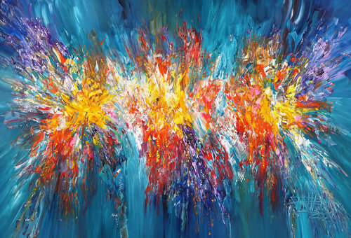 Turquoise Daydream XL 4 van Peter Nottrott, Schilderij te koop op Singulart