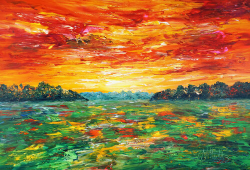 Evening Landscape XL 1 par Peter Nottrott, Peinture en vente sur Singulart