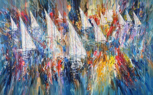 extra large sail boatsv Stormy Sailing Regatta XXXL 2 di Peter Nottrott, Pittura in vendita su Singulart