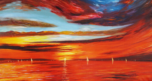Romantic Sundown Sailing L 1 von Peter Nottrott, Malerei kaufen auf Singulart