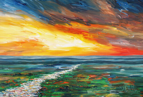 Landscape: Evening Mood XL 6 van Peter Nottrott, Schilderij te koop op Singulart