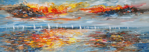sail boat Slim: Seascape Sailing Impressions 1 par Peter Nottrott, Peinture en vente sur Singulart