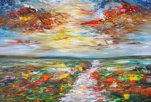 Beautiful Autumn Landscape XL 1 van Peter Nottrott, Schilderij te koop op Singulart