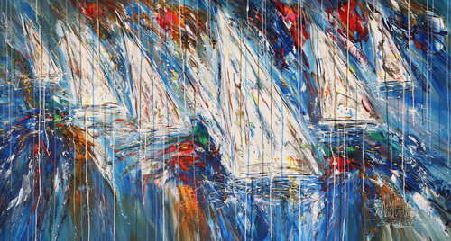 sail boats Stormy Sailing Regatta L 7 par Peter Nottrott, Peinture en vente sur Singulart