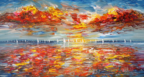 Seascape Sailing Impressions L 1 van Peter Nottrott, Schilderij te koop op Singulart