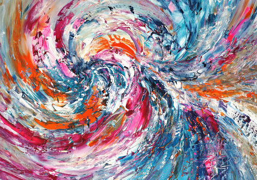 Turquoise Magenta Whirl S 1 van Peter Nottrott, Schilderij te koop op Singulart