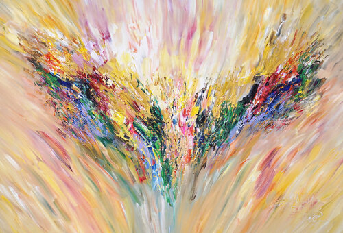 ABSTRACT Golden Wings XL 6 van Peter Nottrott, Schilderij te koop op Singulart