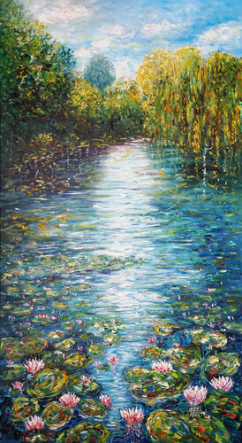 Magical Water Lilies L 1 / Oil van Peter Nottrott, Schilderij te koop op Singulart