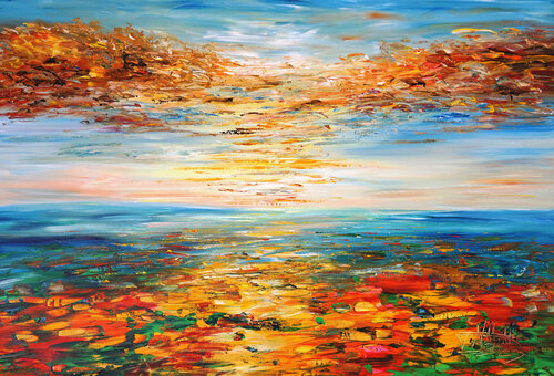 Beautiful Summer Landscape XL 10 van Peter Nottrott, Schilderij te koop op Singulart