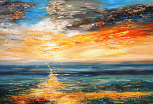Romantic Evening Landscape XL 1 van Peter Nottrott, Schilderij te koop op Singulart