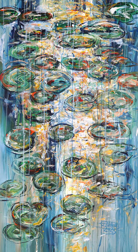 Water Lilies L 2 van Peter Nottrott, Schilderij te koop op Singulart