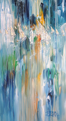 Sail Boats L 3 van Peter Nottrott, Schilderij te koop op Singulart