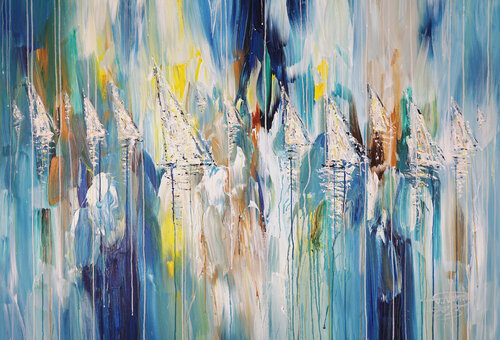 Sail Boats XL 1 van Peter Nottrott, Schilderij te koop op Singulart