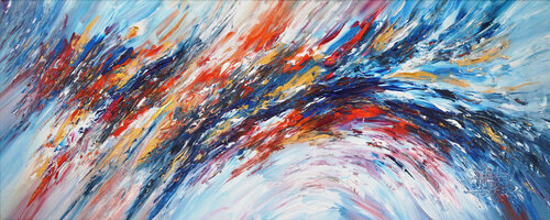 Slim: Blue Magenta Gold 1 van Peter Nottrott, Schilderij te koop op Singulart