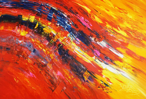 Yellow Red Energy XL 4 by Peter Nottrott, 회화 for Sale on Singulart