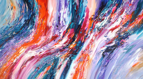 Magenta Blue Waves L 1 von Peter Nottrott, Malerei kaufen auf Singulart