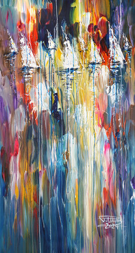 Sail Boats L 6 van Peter Nottrott, Schilderij te koop op Singulart