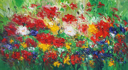 Red Poppies L 1 van Peter Nottrott, Schilderij te koop op Singulart