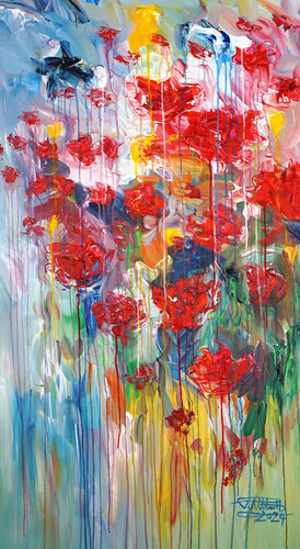 Red Poppies L 2 van Peter Nottrott, Schilderij te koop op Singulart