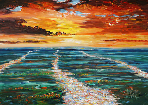 Romantic Evening Landscape M 5 van Peter Nottrott, Schilderij te koop op Singulart
