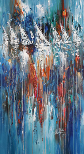 Sail Boats L 8 van Peter Nottrott, Schilderij te koop op Singulart