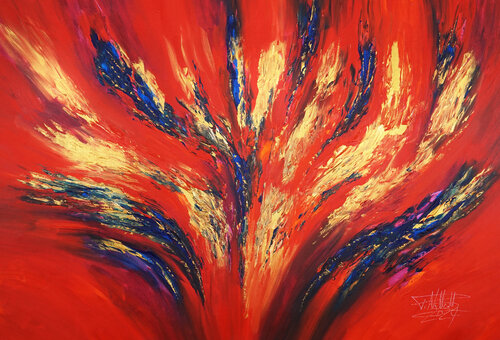 Red And Gold Energy XL 3 van Peter Nottrott, Schilderij te koop op Singulart