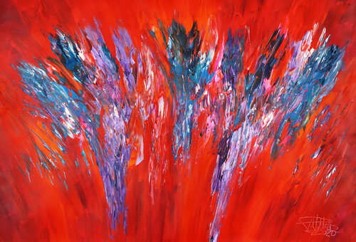 Red Energy Abstraction XL 2 van Peter Nottrott, Schilderij te koop op Singulart