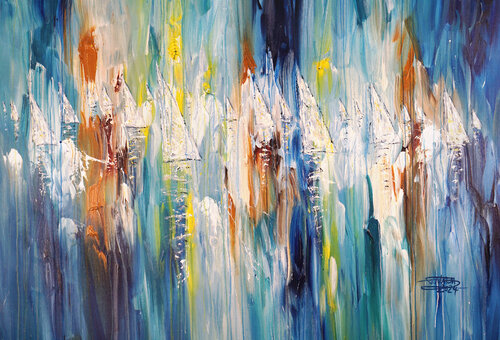 Sail Boats XL 3 van Peter Nottrott, Schilderij te koop op Singulart